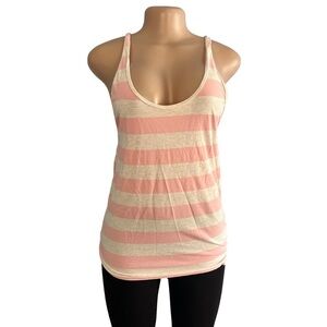 Lululemon Pink and White Striped Racerback Tank Top
